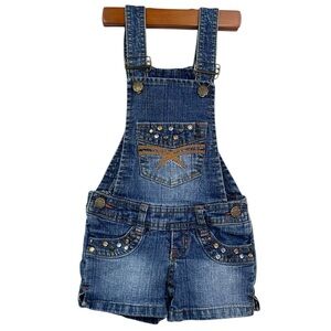 Vintage 2B Real Girls Studded Denim Shortalls Shorts Overalls Size 2T